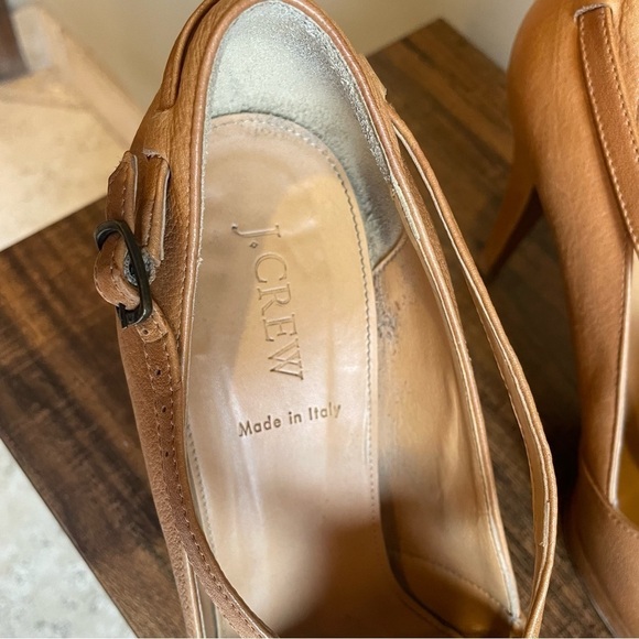 J. Crew GREER Tan Leather Platform Pumps Buckle - Picture 6 of 10
